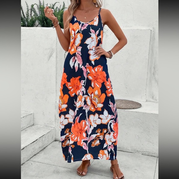 Boho floral print spaghetti straps maxi dress - Picture 4 of 6